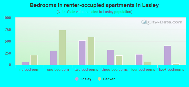 Bedrooms in renter-occupied apartments in Lasley