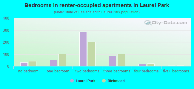 Bedrooms in renter-occupied apartments in Laurel Park