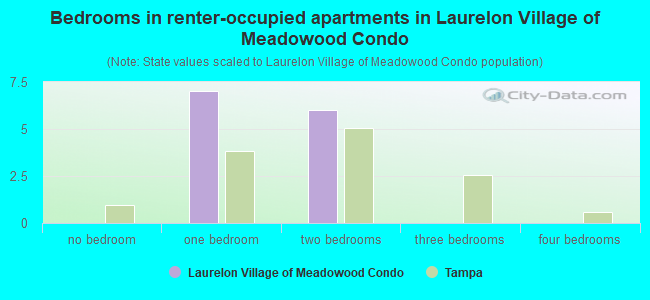 Bedrooms in renter-occupied apartments in Laurelon Village of Meadowood Condo