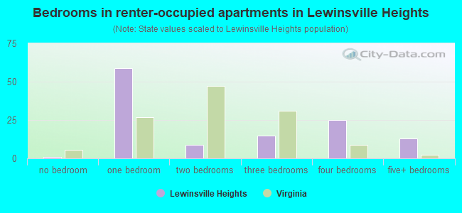 Bedrooms in renter-occupied apartments in Lewinsville Heights