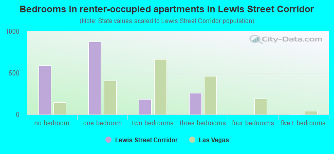 Bedrooms in renter-occupied apartments in Lewis Street Corridor