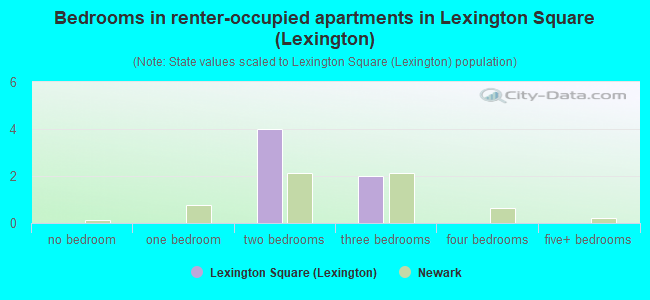 Bedrooms in renter-occupied apartments in Lexington Square (Lexington)