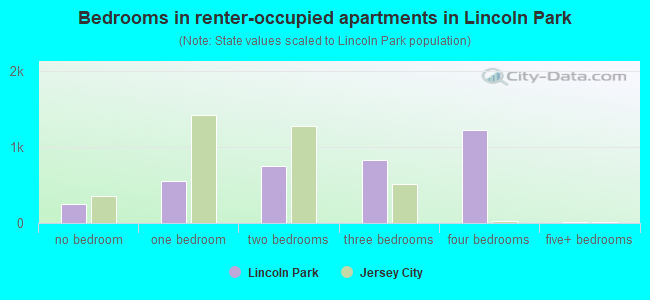 Bedrooms in renter-occupied apartments in Lincoln Park