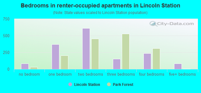 Bedrooms in renter-occupied apartments in Lincoln Station