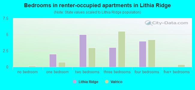 Bedrooms in renter-occupied apartments in Lithia Ridge