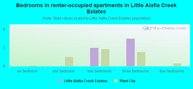 Bedrooms in renter-occupied apartments in Little Alafia Creek Estates