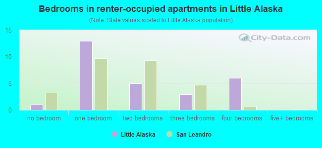 Bedrooms in renter-occupied apartments in Little Alaska