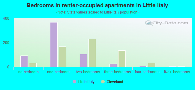 Bedrooms in renter-occupied apartments in Little Italy