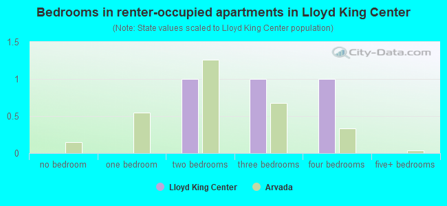 Bedrooms in renter-occupied apartments in Lloyd King Center