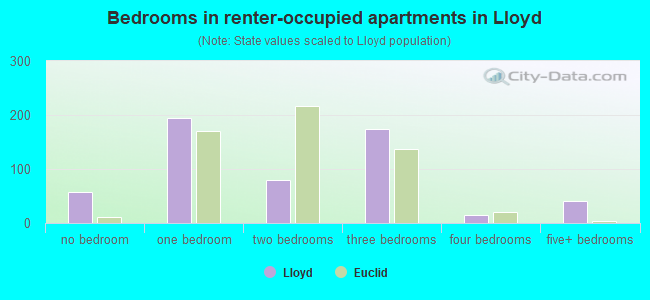 Bedrooms in renter-occupied apartments in Lloyd
