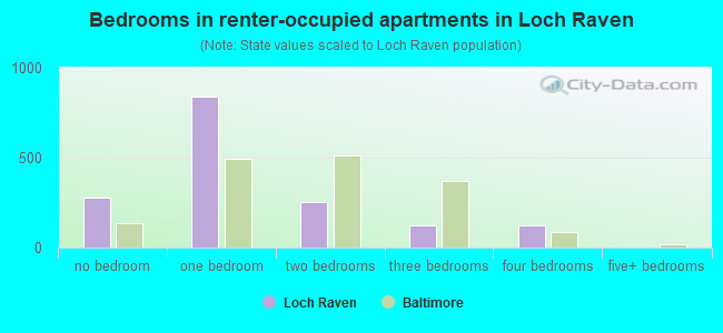 Bedrooms in renter-occupied apartments in Loch Raven