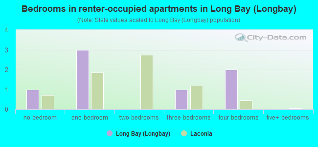 Bedrooms in renter-occupied apartments in Long Bay (Longbay)