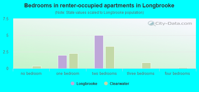 Bedrooms in renter-occupied apartments in Longbrooke