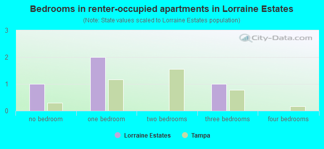 Bedrooms in renter-occupied apartments in Lorraine Estates