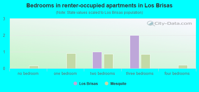 Bedrooms in renter-occupied apartments in Los Brisas
