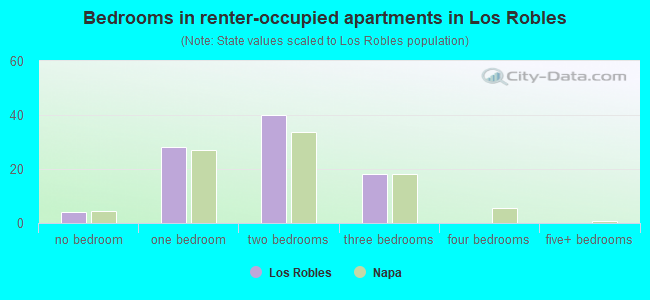 Bedrooms in renter-occupied apartments in Los Robles