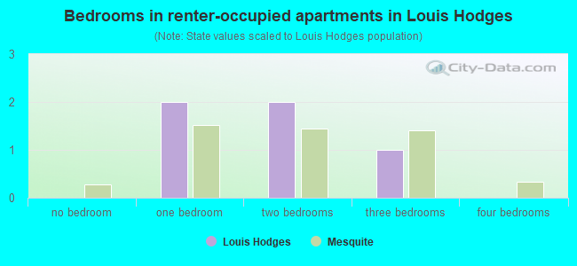 Bedrooms in renter-occupied apartments in Louis Hodges