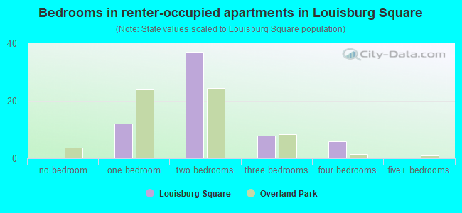 Bedrooms in renter-occupied apartments in Louisburg Square