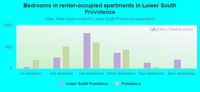 Bedrooms in renter-occupied apartments in Lower South Providence