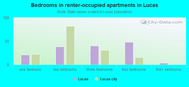 Bedrooms in renter-occupied apartments in Lucas