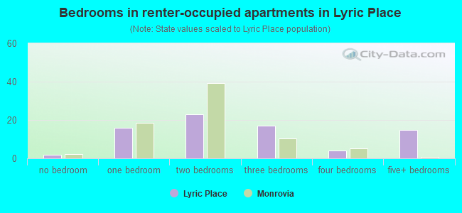 Bedrooms in renter-occupied apartments in Lyric Place