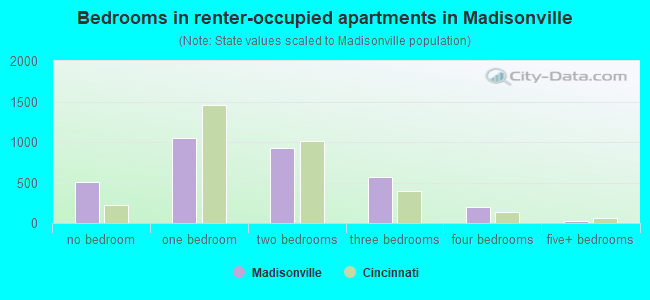 Bedrooms in renter-occupied apartments in Madisonville
