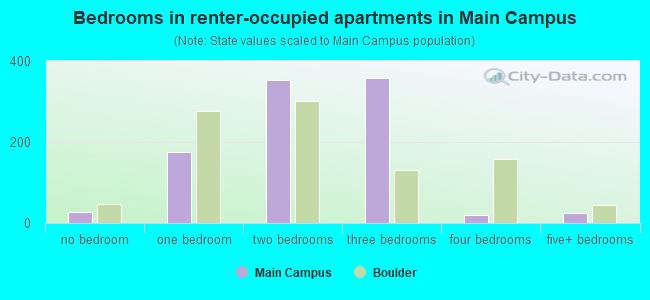 Bedrooms in renter-occupied apartments in Main Campus