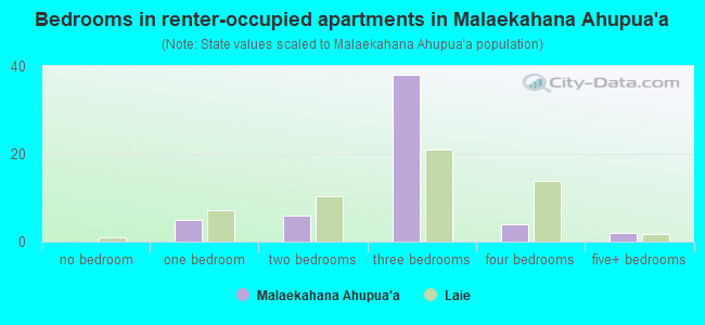 Bedrooms in renter-occupied apartments in Malaekahana Ahupua`a
