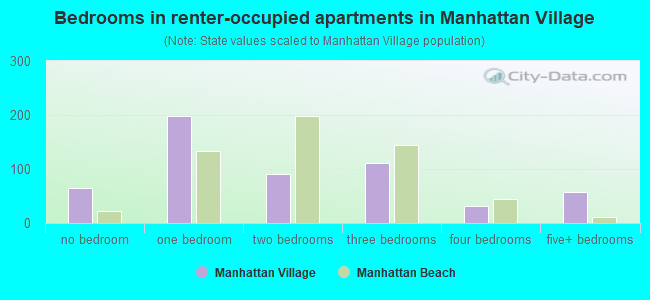 Bedrooms in renter-occupied apartments in Manhattan Village
