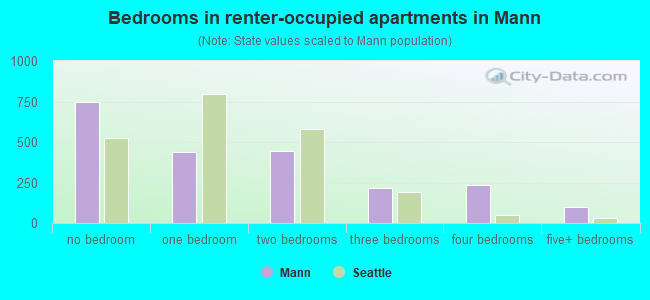 Bedrooms in renter-occupied apartments in Mann