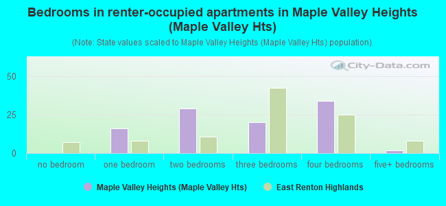 Bedrooms in renter-occupied apartments in Maple Valley Heights (Maple Valley Hts)