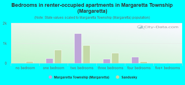 Bedrooms in renter-occupied apartments in Margaretta Township (Margaretta)