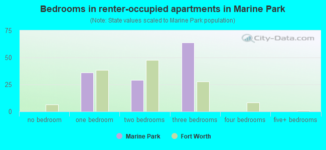 Bedrooms in renter-occupied apartments in Marine Park