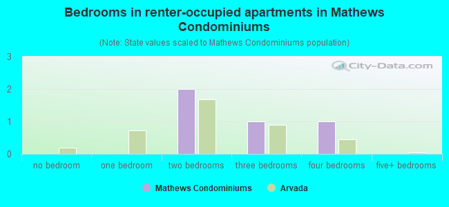 Bedrooms in renter-occupied apartments in Mathews Condominiums
