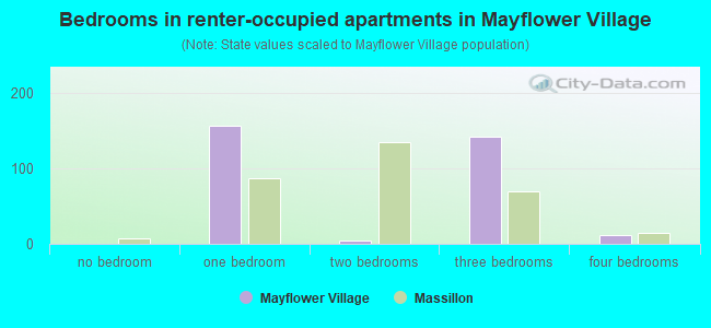 Bedrooms in renter-occupied apartments in Mayflower Village