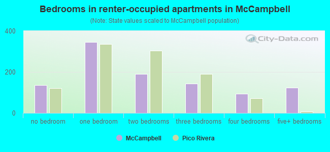 Bedrooms in renter-occupied apartments in McCampbell