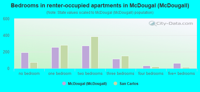 Bedrooms in renter-occupied apartments in McDougal (McDougall)