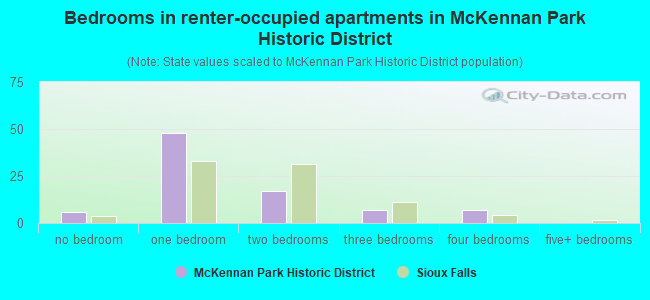 Bedrooms in renter-occupied apartments in McKennan Park Historic District