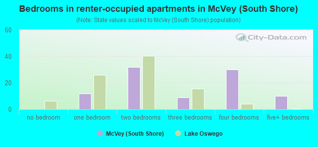 Bedrooms in renter-occupied apartments in McVey (South Shore)
