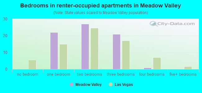 Bedrooms in renter-occupied apartments in Meadow Valley