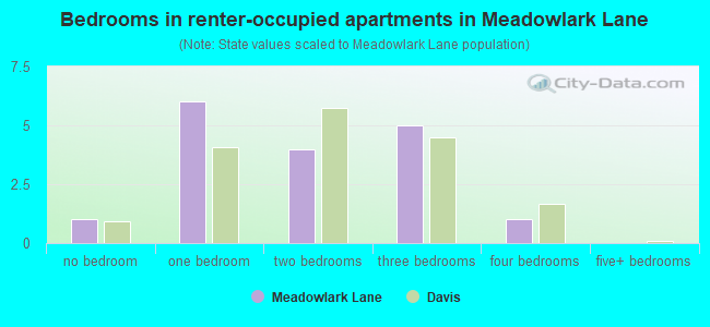 Bedrooms in renter-occupied apartments in Meadowlark Lane