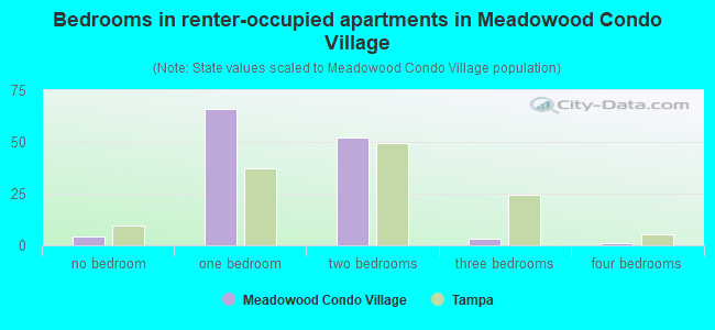 Bedrooms in renter-occupied apartments in Meadowood Condo Village