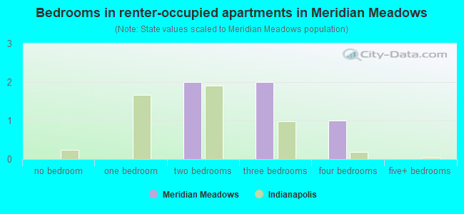 Bedrooms in renter-occupied apartments in Meridian Meadows