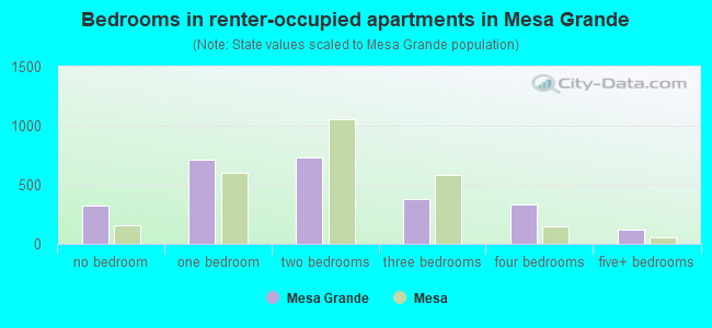 Bedrooms in renter-occupied apartments in Mesa Grande