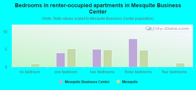 Bedrooms in renter-occupied apartments in Mesquite Business Center