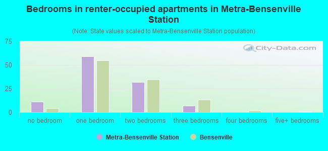 Bedrooms in renter-occupied apartments in Metra-Bensenville Station
