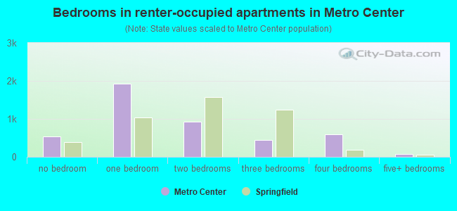 Bedrooms in renter-occupied apartments in Metro Center
