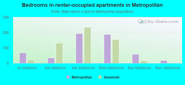 Bedrooms in renter-occupied apartments in Metropolitan
