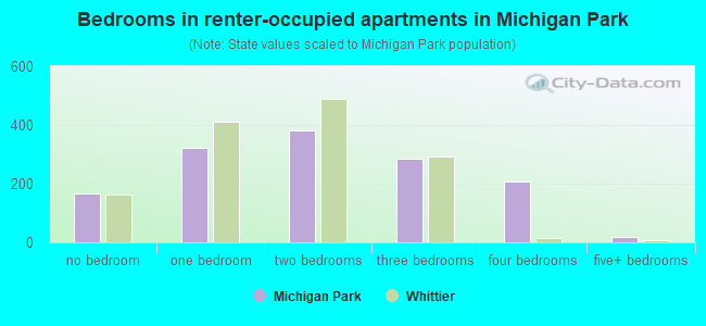 Bedrooms in renter-occupied apartments in Michigan Park