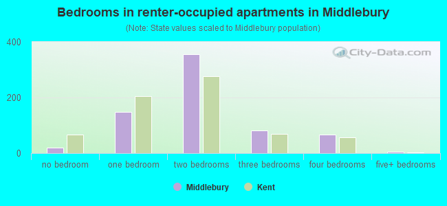 Bedrooms in renter-occupied apartments in Middlebury